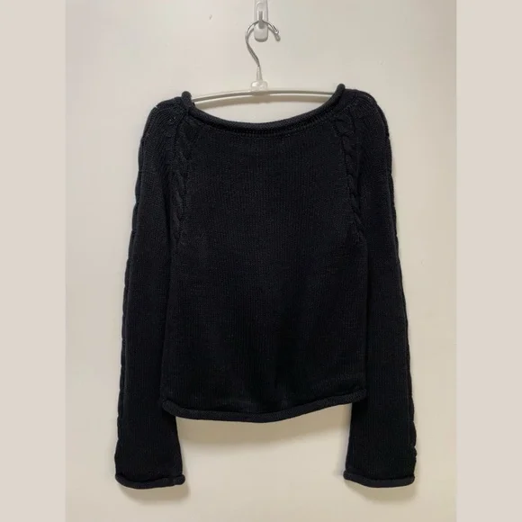 Split Sleeve Cable Sweater – Black Size M - Picture 6 of 8